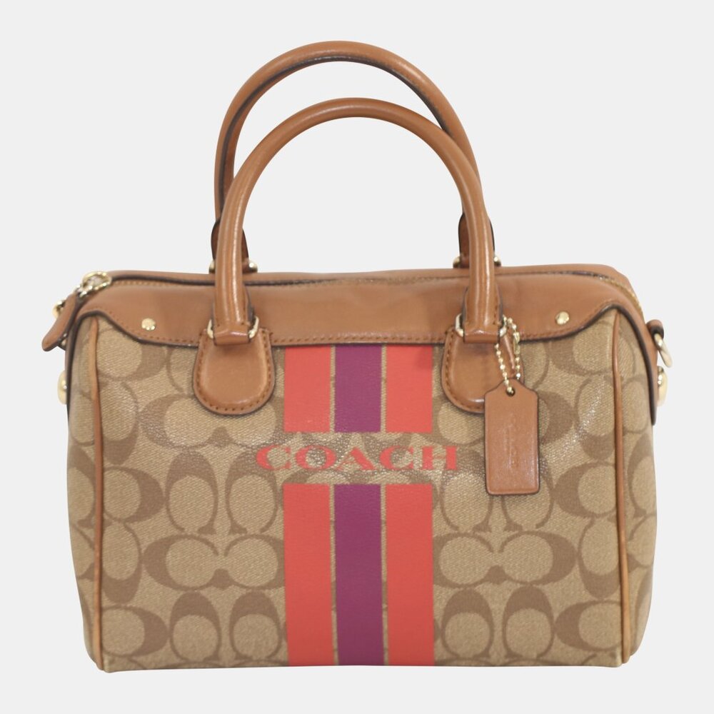 Coach Varsity Stripe Mini Bennett Satchel Purse Bag w Handles & X-Strap F38401